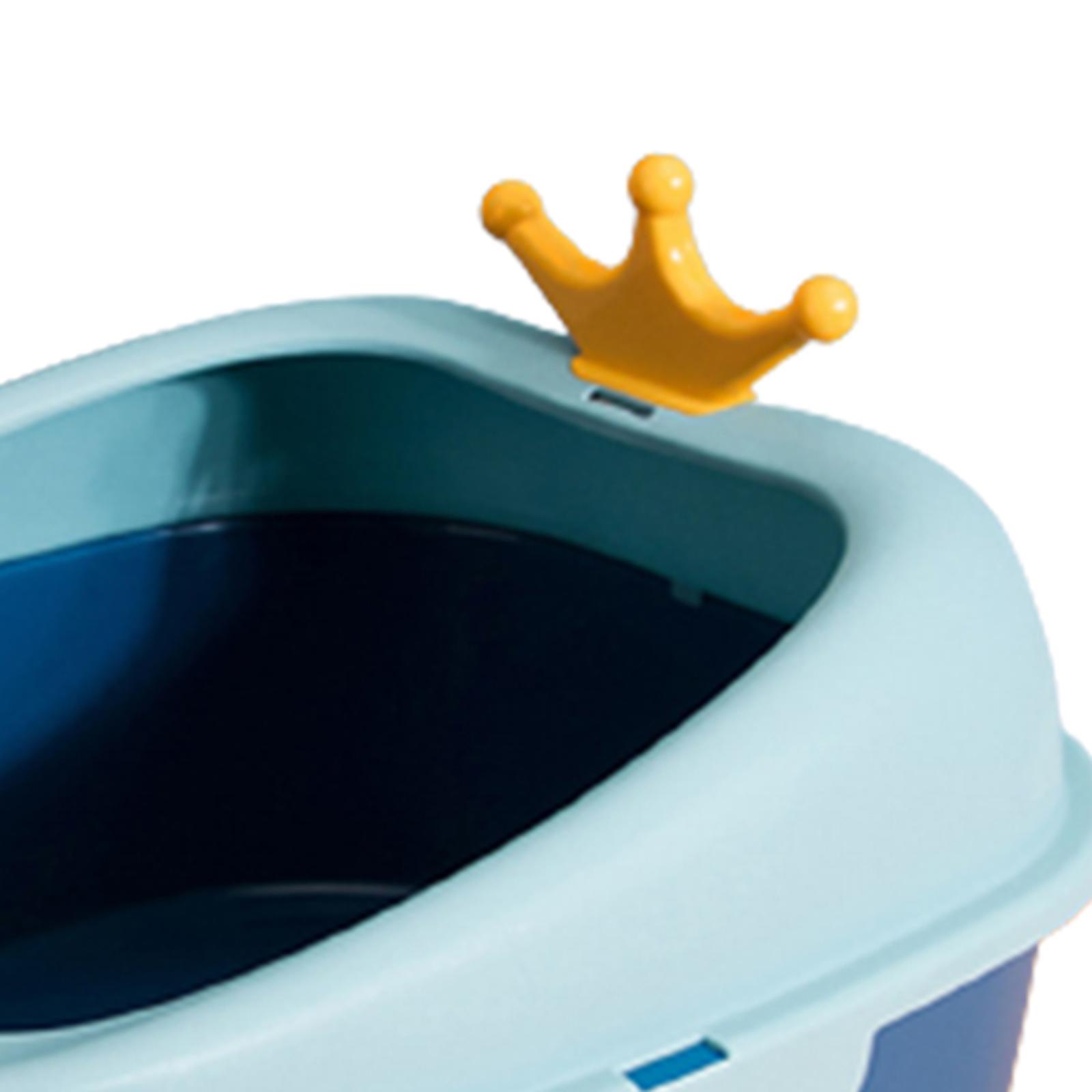 Cat Kitty Litter Open Top Pet Litter Tray Anti Splashing Heighten Privacy Cat Litter Tray Kitten Potty Toilet for Small Pets blue