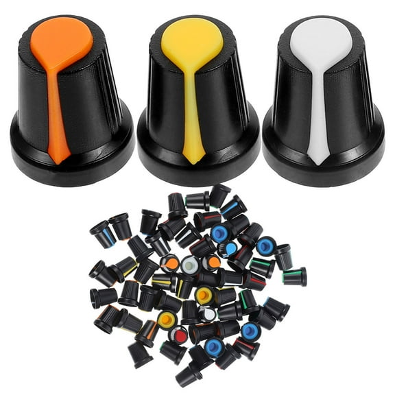 QIFULL Potentiometer Volume Knob Orange Plastic 48Pcs 0.6x0.55x0.55in