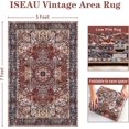 thumbnail image 2 of YJ.GWL Area Rugs Vintage Print Carpet Low Pile Rug for Bedroom Living Room Home Decor,Brick Red,5'x7', 2 of 7