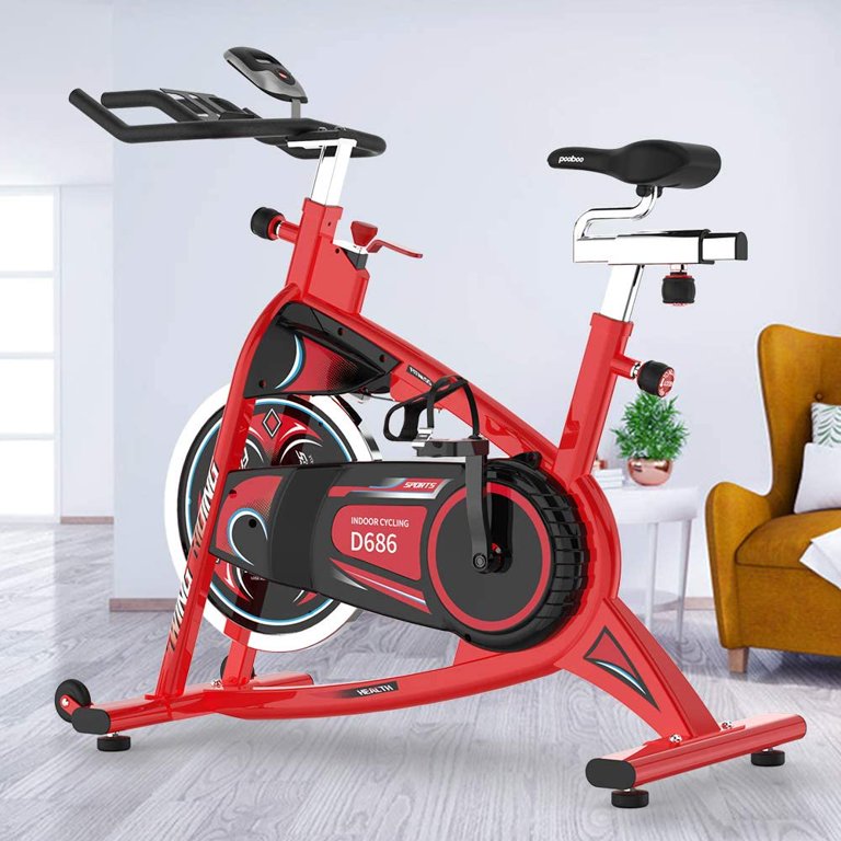 Pooboo Magnetic Exercise Bike Indoor Bluetooth Cycling Bike Home Cardio  Workout Stationary Bike 45lbs Heavy-Duty Flywheel Quiet Belt Drive 