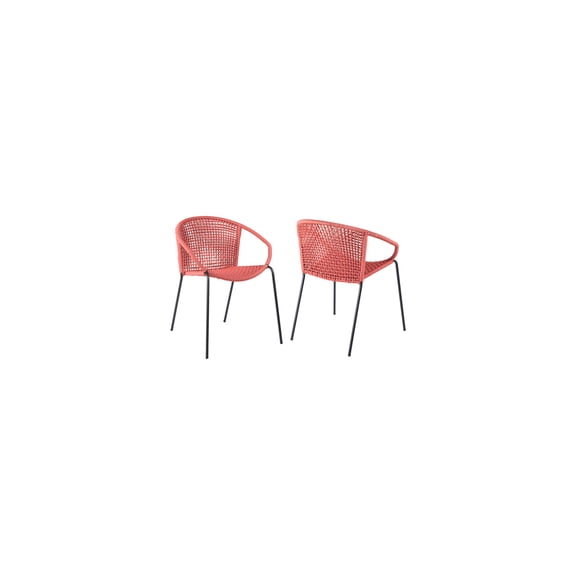 Steel Dining Chairs Set of 2  Stackable Metal Frame Indoor Outdoor Patio Chairs