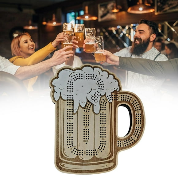 Tabletop Games,Paper Card Gamewooden Beer Mug Cribbage Board Game 2 In 1 Drinking Game Set With Storage Portable Pub Board For Adults