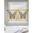 thumbnail image 5 of Vintage Butterfly Tier Curtains 36 Inch Length, Sheer Curtains for Bedroom Living Room Window Retro Colorful Butterfly Rod Pocket Voile Drapes Kitchen Curtains Small Half Window 27.5"x36" 2 Panels, 5 of 6