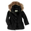 Sebby Baby Toddler Girl Fleece Ruffle Tiered Coat with Faux Fur Hood