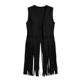 thumbnail image 2 of APEXFWDT Women's Suede Fringe Vest, Sleeveless Open Front Cutout Western Tassel Long Waistcoat, 2 of 7