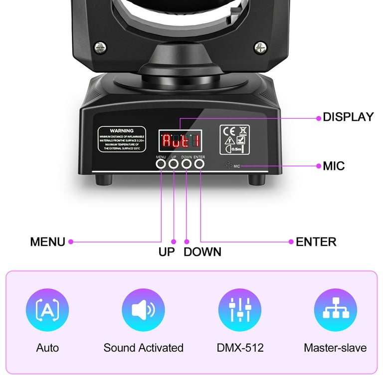 4pcs RGBW LED Disco Lights - DMX 512, Sound Activation, 8