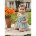 thumbnail image 5 of Cenuakty Baby 0-18M Girl Summer Outfit Floral Embroidery Sleeveless Tulle Romper Dress Bow Headband 2 Piece Set, 5 of 9