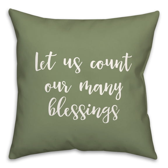 Creative Products Let Us Count Our Many Blessings in Green 18 x 18 Spun Poly Pillow