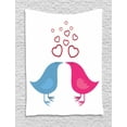 thumbnail image 1 of Love Tapestry, Beak Birds Heart Symbols Romance Loving Affection Pattern on Plain Backdrop, Wall Hanging for Bedroom Living Room Dorm Decor, 40W X 60L Inches, White Hot Pink Blue, by Ambesonne, 1 of 2