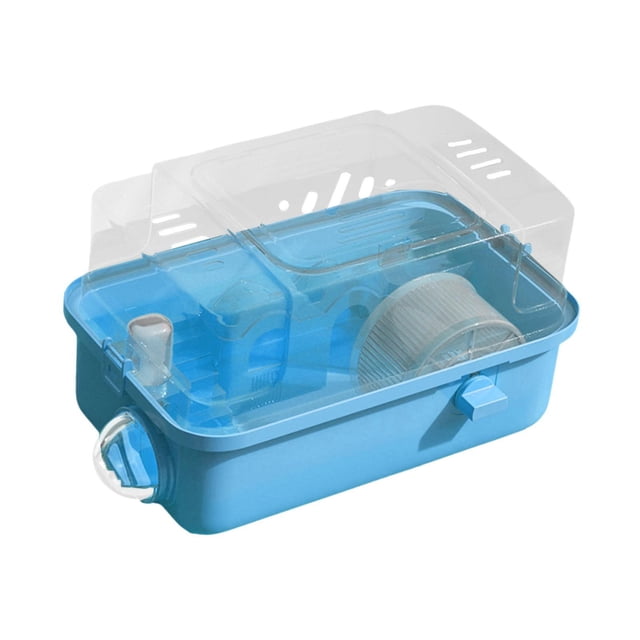 Jaula para hámster de 2 niveles, grande, transparente, transpirable, portátil, hábitat para hámster Azul