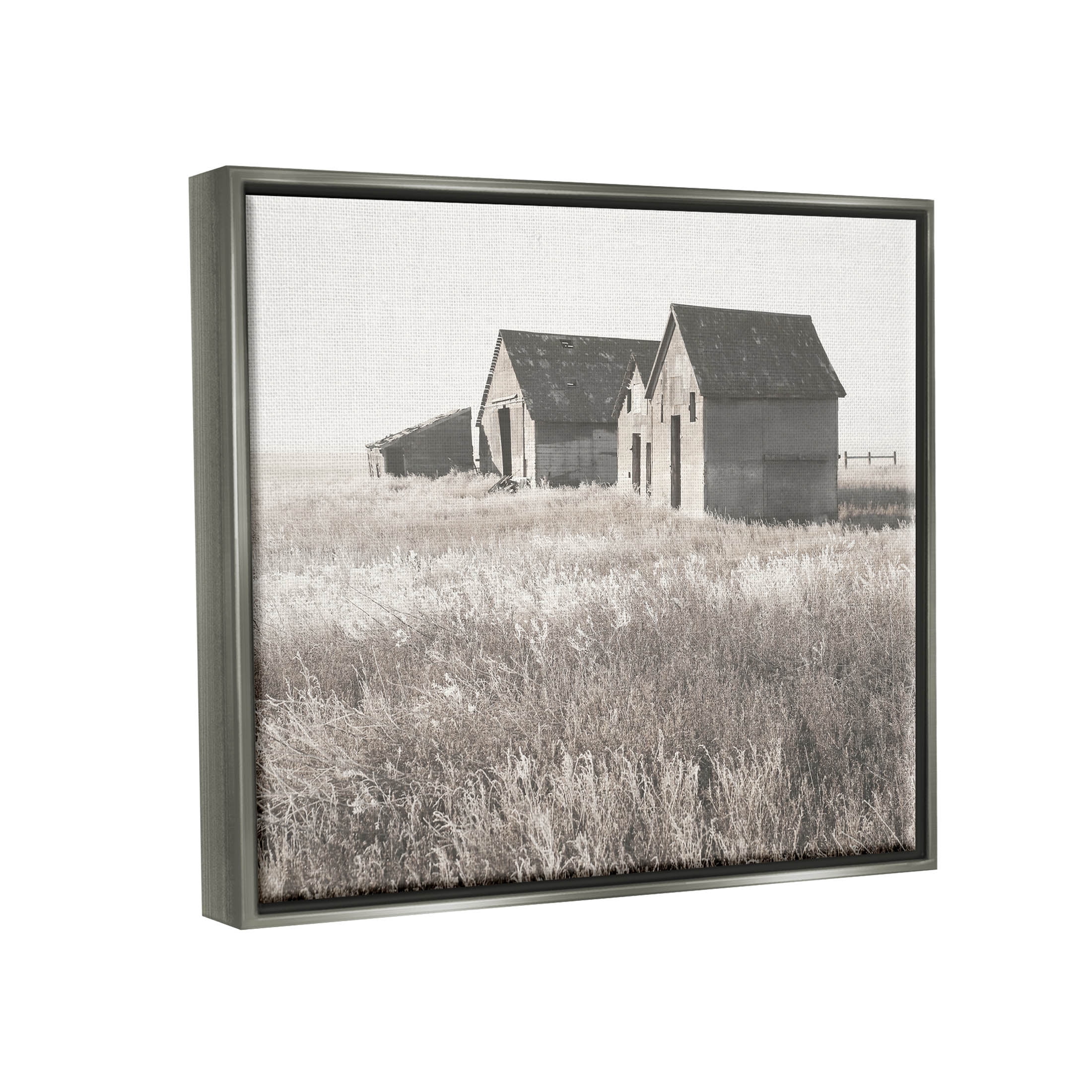Rural Barn Grassland Field Landscape Photograph Luster Gray Framed Art Print Wall Art