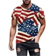 thumbnail image 2 of Itsame Fourth of July Independence Day Short T-Shirt Sleeve Mens American Flags Printed Short Sleeve Top, V-Neck Multicolor, 2 of 5