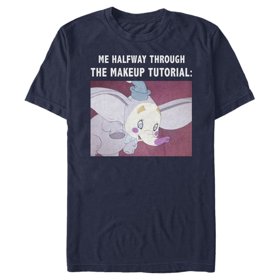 Men's Dumbo Makeup Meme Graphic Tee Navy Blue Small