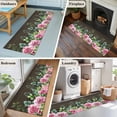 thumbnail image 5 of 2'x6' Rug Runners for Hallways Kitchen, Spring Pink Roses Non Slip Entryway Beside Floor Carpet Runner, Pastoral Eucalyptus Leaves Brown Wooden Laundry Room Bedroom Throw Rugs Mat for Family Pet, 5 of 8