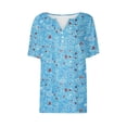 thumbnail image 4 of VERUGU Shirts for Women Fashion Printed Short Sleeve Blouse Round Neck Casual Tops Blue S, 4 of 4