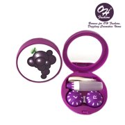 OH Fashion Contact Lens Case kit Fruits style Grape with mirror tweezer and holder travel case , pc