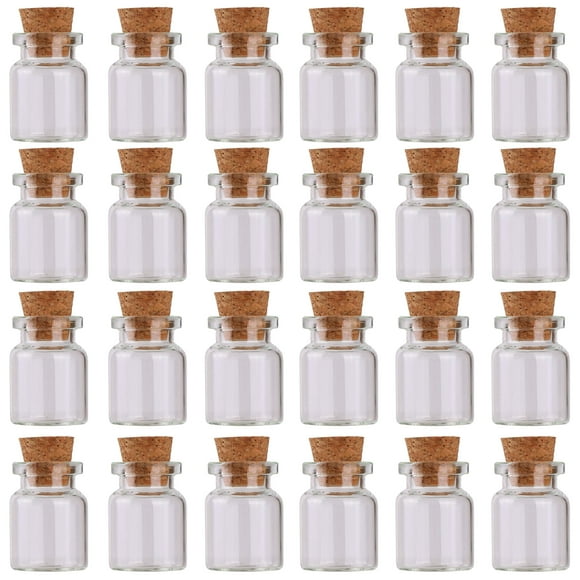 Maxmau 24Pcs Mini Glass Bottles With Cork Stoppers 5Ml Diy Art Crafts Storage Container,Tiny Glass Vials Cork For Wedding Decoration,Small Glass Corks Jars Party Favor