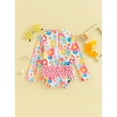 thumbnail image 5 of Musuos Toddler Girls Rash Guard Swimwear 0-3Years Long Sleeve Floral/Shell/Fish Scale Print Ruffled Swimsuits Zipper Bathing Suits, 5 of 10