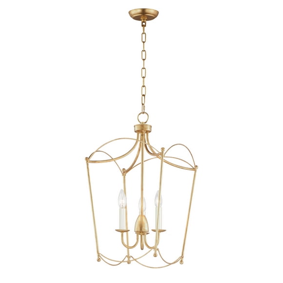 Maxim Plumette 3-Light Gold Leaf Pendant Light for Dining or Entryway