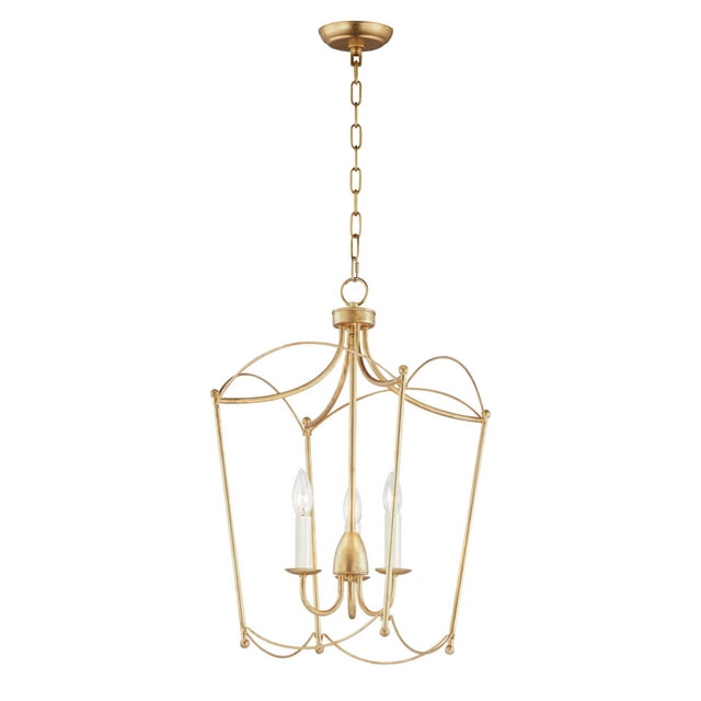 Maxim Plumette 3-Light Gold Leaf Pendant Light for Dining or Entryway