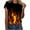 Orange, variant on Womens Tee Shirts Clothes Crewneck T-Shirt Short Sleeves Flame Pattern Printed Casual Tops Blouse Print Shirt