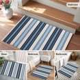 thumbnail image 5 of 2x3 Ft Entryway Area Rug, Blue Beige Striped Kitchen Rug Runner Washable Floor Mat, Modern Stripes Art Farmhouse Non Slip Indoor Door Mat Throw Carpet for Bathroom Living Room Bedroom, 5 of 8