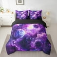 thumbnail image 3 of Manfei Galaxy Starry Sky 7-Piece Bedding Comforter Set,Universe Palnets King Bedding Sets,Purple White Bed Sheets For Girl Boys,Microfiber Bedroom Decor Reversible, 3 of 9