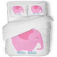 thumbnail image 1 of ABPHQTO Juego de ropa de cama de 3 piezas Elefante rosa grande en zapatos Triste con baúl y orejas Funda nórdica romántica fantástica con 2 fundas de almohada, 1 of 1
