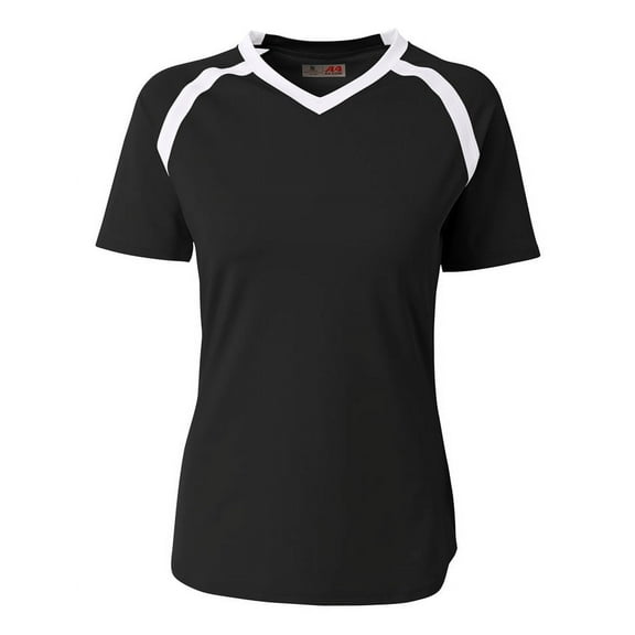 A4 Teen Ace Short Sleeve Volleyball Jer For Teen Female in Black/White | NG3019
