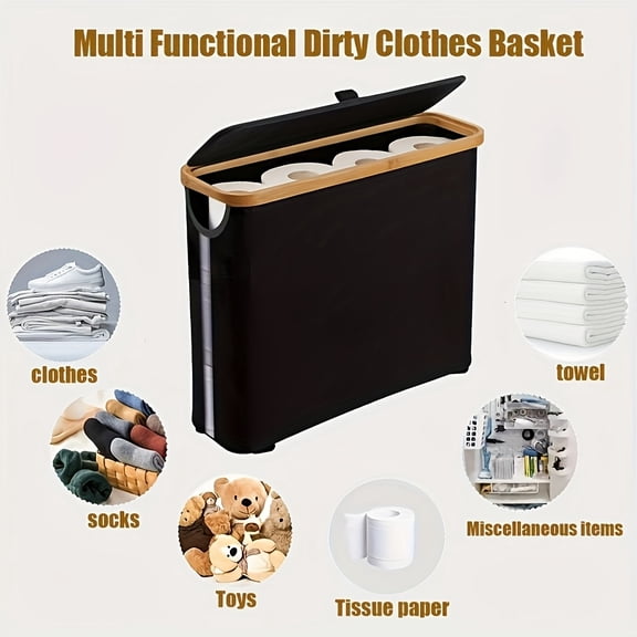BlackToilet Paper Basket, Toilet Paper Storage - Ultimate Bathroom Storage with Lid, Large Toilet Paper Holder Can Hold 9 Rolls, Bathroom Toilet Paper Storage Cabinet, Toilet Paper Storage Containers