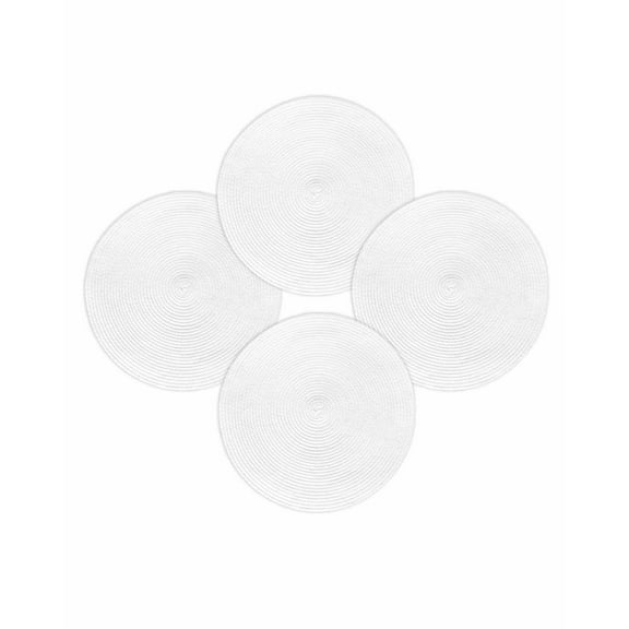 Round Placemats Set of 4 White Place Mats Washable Woven Placemat Pure Solid Color Circle Braided Table Mat for Kitchen Dining Table Party Home Decor 15 Inch