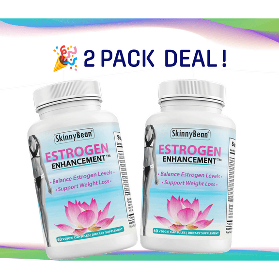 Skinny Bean Estrogen Booster Supplement for Women Natural Hormone Balance with Maca Root 2 Pack