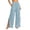 Light Blue, variant on Lenpel Womens Wide Leg Pants Drawstring High Waist Lounge Ruched Trousers Trendy Side Split Beach Outfits with Pockets