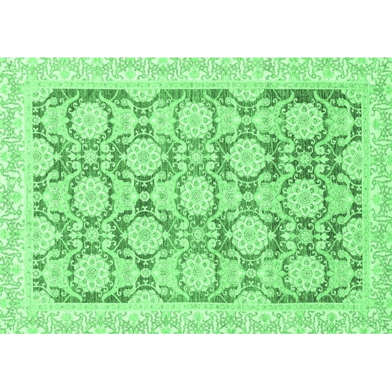 Ahgly Company Indoor Rectangle Oriental Emerald Green Traditional Area Rugs, 6' x 9'