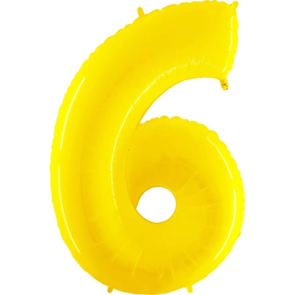 40 inch Number 6 - Yellow Foil Mylar Balloon - Party Supplies Decorations