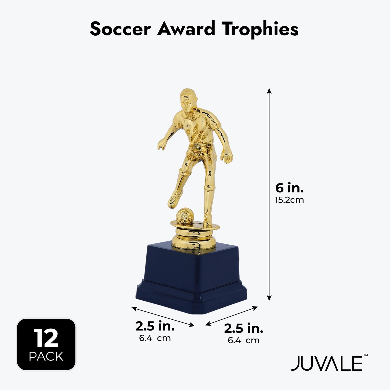 2.5 x 6 Inches Gold Competition Trophies Juvale Soccer Tournament Award Trophy 12 Pack