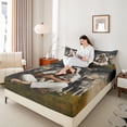 thumbnail image 4 of Homewish Safari Wolf 3pcs Twin Sheet Sets For Adults Boys Girls,Jungle Animal Twin Fitted Sheet,Woodland Wildlife Breathable Flat Sheet,Breathable Home Decor, 4 of 7