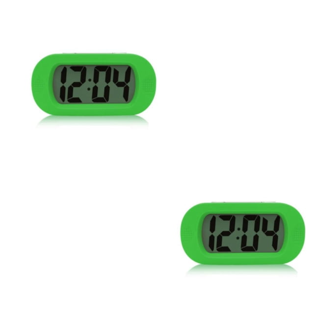 Injueey Despertador LED Luz de noche Relojes de carcasa de silicona Campana Oficina en casa Verde 2Conjunto