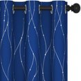 thumbnail image 3 of Deconovo Silver Printed Blackout Curtains - 2 Panels, Wave Dots Pattern, Grommet Top, 42"x108", Thermal Insulated Drapes for Bedroom & Living Room, Royal Blue, 3 of 8