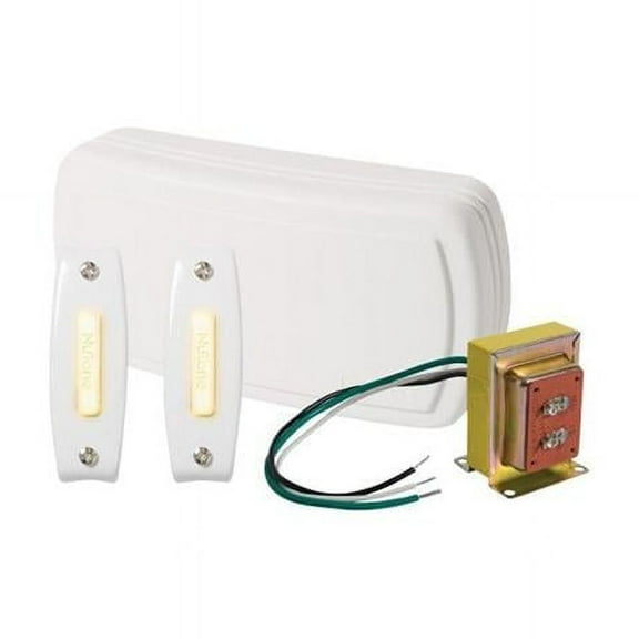 Nutone BK125LWH Wired Chime Kit, Illuminated, 2-Pushbuttons, Surface Mount, Wh