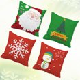 thumbnail image 4 of 4 Pcs Christmas Patterns Throw Pillow Covers Decorative Polyester Cushion Cases Pillow Protector for Home Sofa Bed Chair 18x18 Inch, 4 of 9