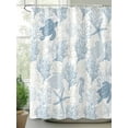 thumbnail image 3 of Blue Grey Coastal Bathroom Curtain 96 Inch Shower Curtain with Hooks, Sea Turtle Nautical Coral Summer Beach Waterproof Polyester Bath Curtain Washable Bathtub Curtain 72''x 96'', 3 of 6