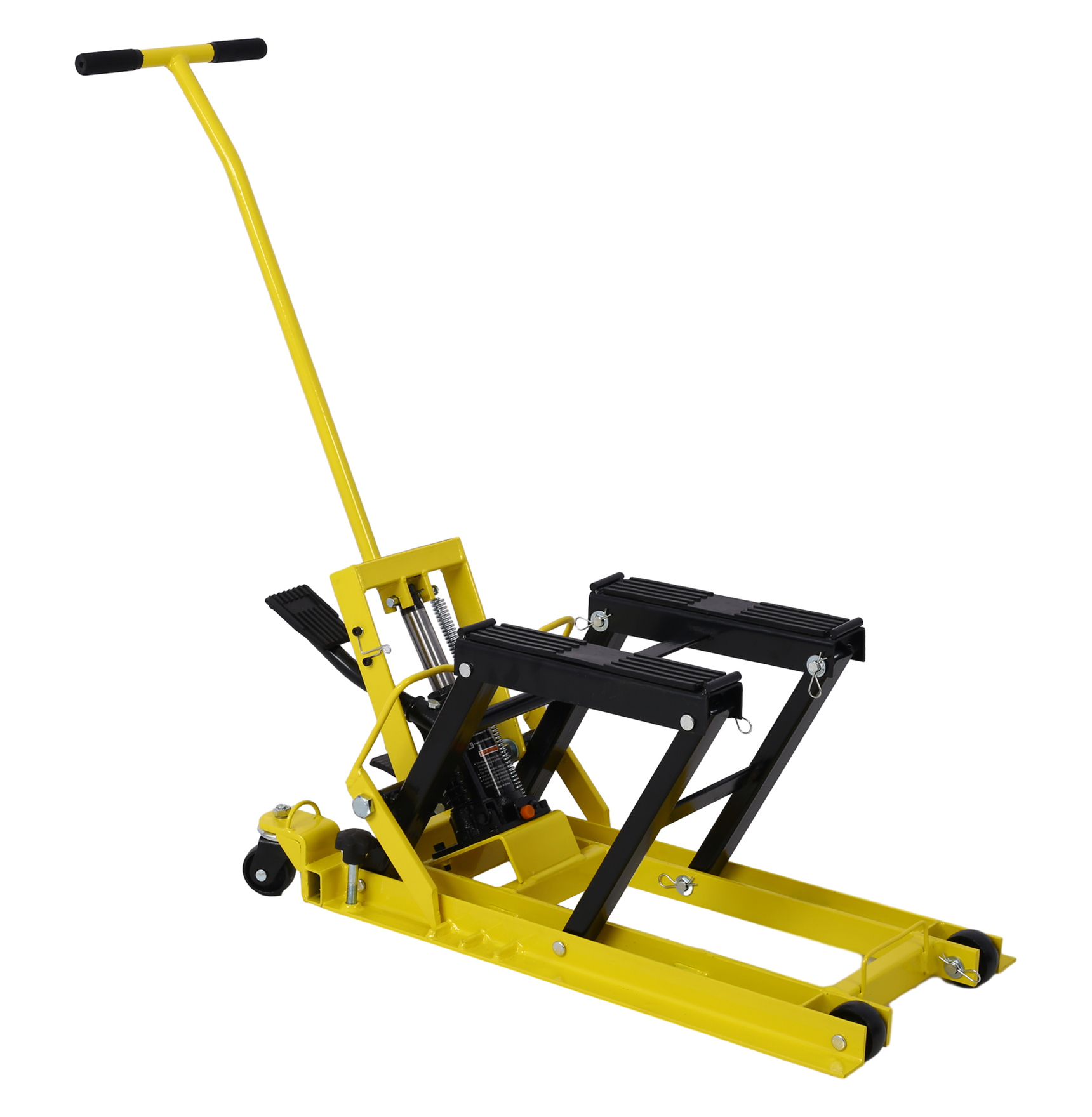 Motorcycle Lift Jack 1500 LBS, ATV Scissor Lift, Portable Hydraulic Jack Stand with Wheels - Yellow