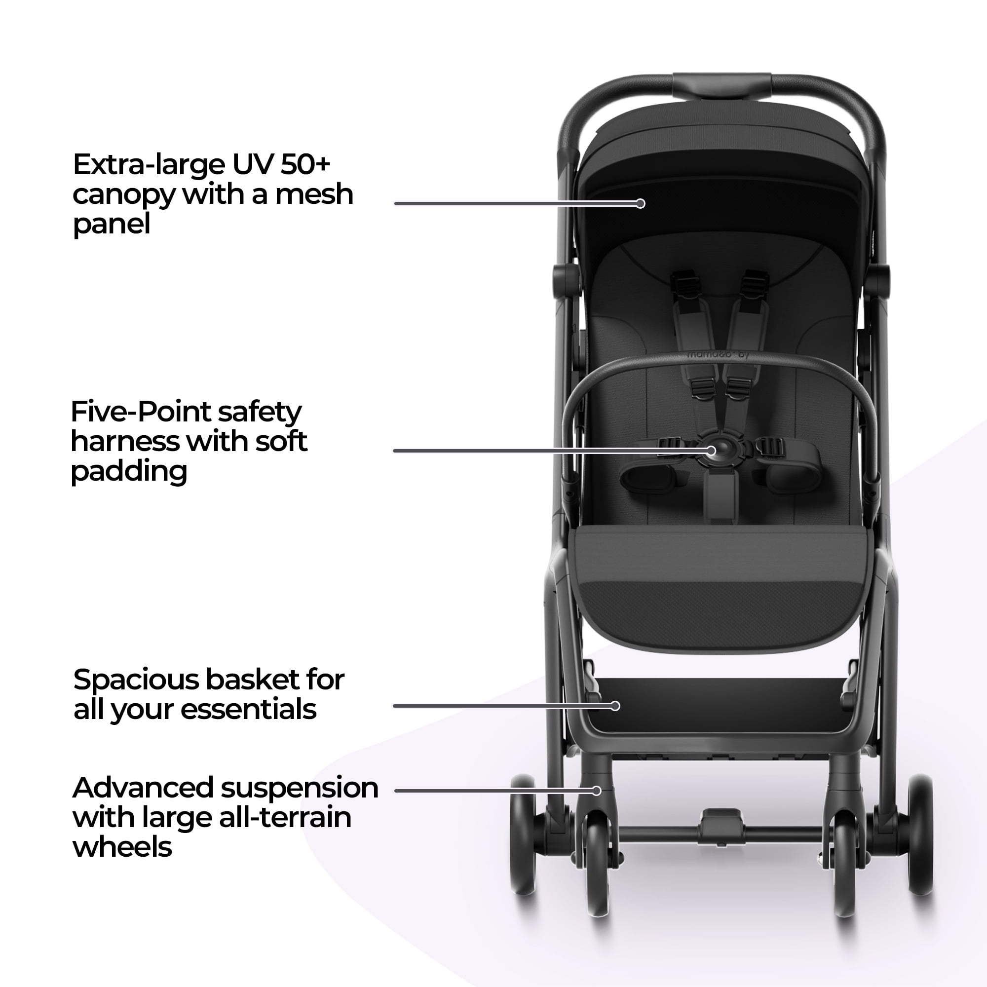 MAMA & BABY Packa Travel Stroller with One-Hand Automatic Folding, Ultra-Compact, Black, 18.3LB, Unisex