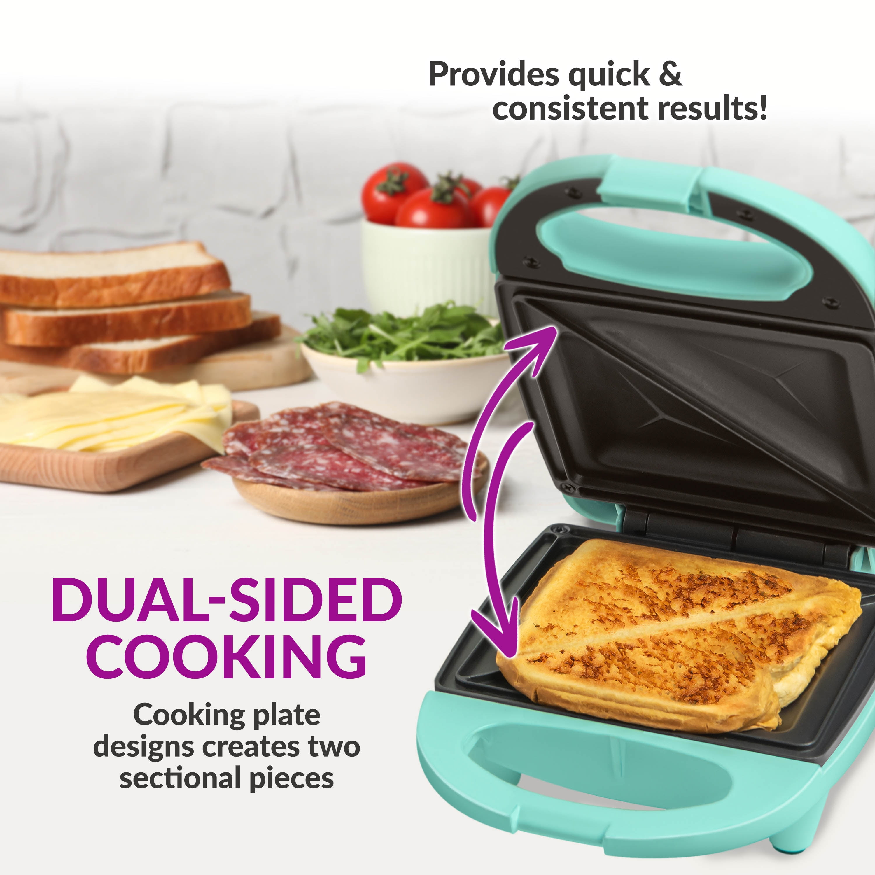 Nostalgia MyMini Sandwich Maker Teal Grilled Cheese Omelet Non-Stick New in  Box