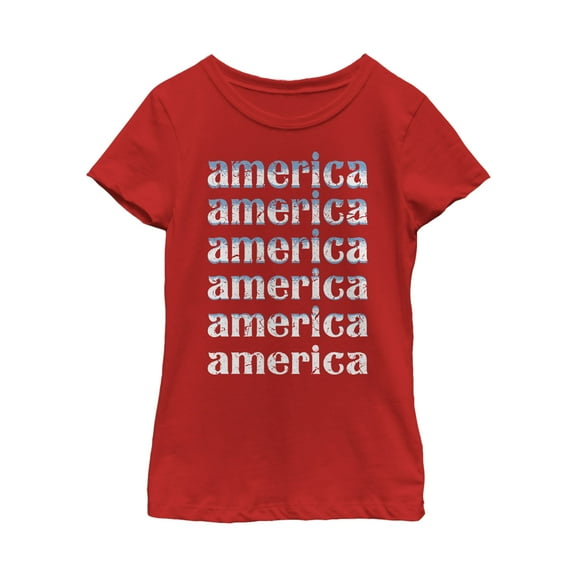Girl's Lost Gods Fourth of July  America Repeat  Graphic Tee Red Small