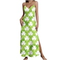 thumbnail image 2 of Taylonsss Womens Summer Dress St Patricks Day Casual V Neck Strap Split Printed Flowy Beach Vacation Outfit, 2 of 8