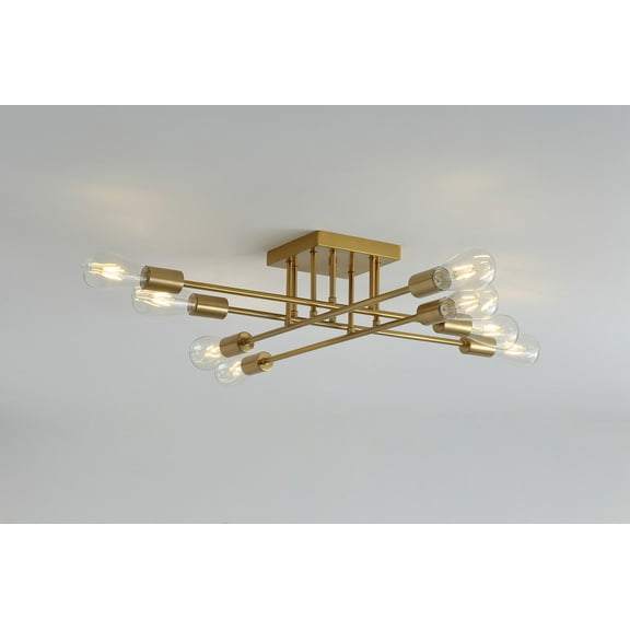 Aiwen 8-light Sputnik Semi-flush Mount Ceiling Lamp Gold Lamp Fixture