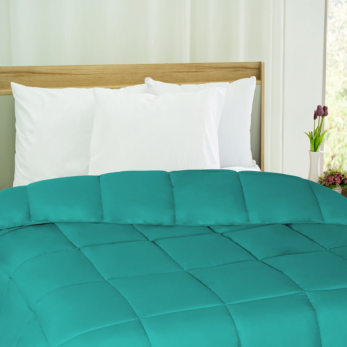 BNM Solid Comforter Down Alternative Bedding, King, Turquoise