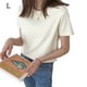 thumbnail image 1 of Camiseta de mujer Verano Cuello redondo Manga corta Color sólido Top informal, Albaricoque, L Noticed AP001478-18B, 1 of 7